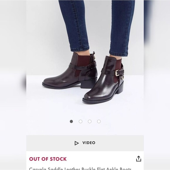 Carvela Saddle Leather Buckle Flat Ankle Boots - Picture 2 of 9